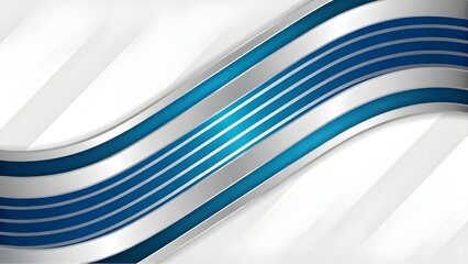Fototapeta premium a flowing abstract design with alternating wavy bands of blue and metallic silver. The curves create a dynamic and modern visual texture against a clean white background.