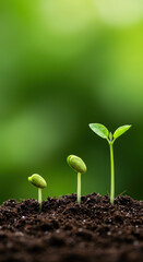 Fototapeta premium Seedling Growth Stages: From Sprout to Leaf, Nurturing Life, Green Future