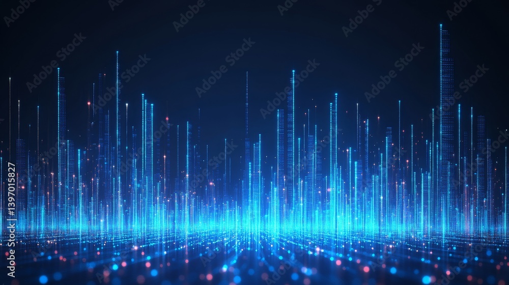 Poster a symbolic visualization of digital data showcasing a complicated network