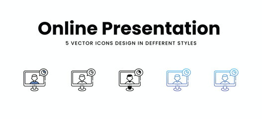 Online Presentation  vector icons set stock illustration