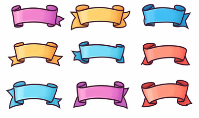 Captivating Collection of Colorful 2D Ribbons Outlined in Bold, Elegant and Vibrant Styles For Art