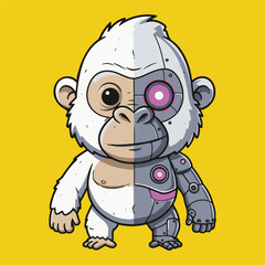 Cartoon cyborg monkey ape nft illustration vector design digital art character graphic artwork drawing