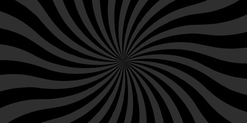 Abstract black and gray retro with sunburst pattern design. Vintage sunrays illustration swirl grunge spiral line. sun beam vector banner design and comic burst gradient concept pattern.	