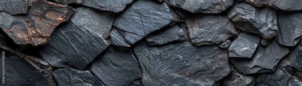 Poster textured surface of rough black and grey anthracite stone displaying natural patterns and variation