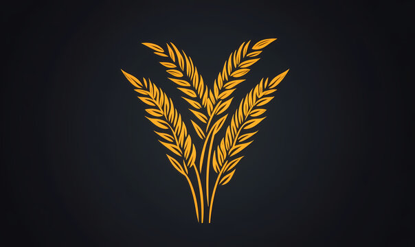 Bundle of golden wheat outline only 2D sleek an cultivates rustic natural harvest imagery vividly.