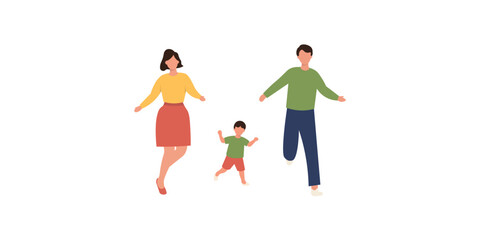 Happy Family of Three Enjoying an Active Day Out