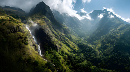 mountain landscape with clouds