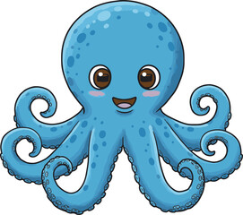 Cute cartoon octopus illustration for kids design and ocean animal themed projects vector art image