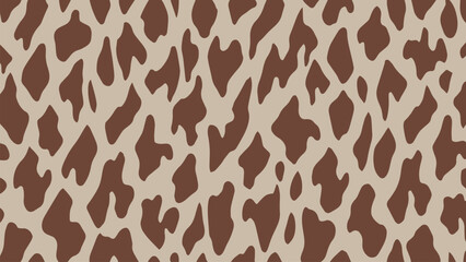Vector cow print seamless pattern. Abstract brown irregular spots pattern. Minimalist cow skin texture with hand drawn design. Farm animal print