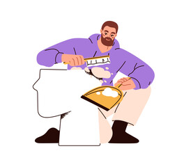 Mental health, mind decluttering. Self care, cleaning, removing negative thoughts, emotions, brain clutter, psychology and psychotherapy concept. Flat vector illustration isolated on white background