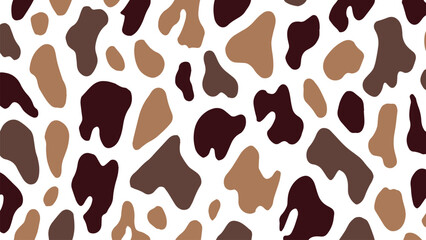 Vector cow print seamless pattern. Abstract brown irregular spots pattern. Minimalist cow skin texture with hand drawn design. Farm animal print