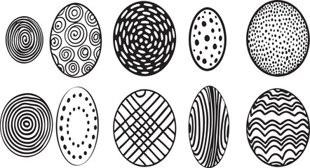 Set of Hand-Drawn Round Doodle Patterns and Textures — Abstract Organic Shapes and Textured Circles. Trendy Vector Graphic Elements for Cover, Poster, Banner, Label, Fabric, Wallpaper, or Wrapping.