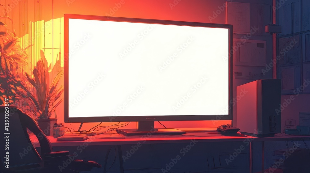 Poster the image shows a generic widescreen computer monitor with a blank white screen. the monitor is blac
