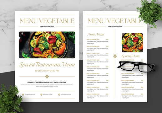 Cream And Black Menu Vegetable