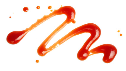 red ketchup splashes isolated on white background PNG. GENERATIVE AI