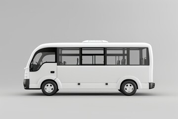 White Small Bus for Urban and Suburban for Travel Car with Empty Body for Design and Advertising