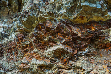 texture of rock in mountains of kazakhstan. background of sharp stones
