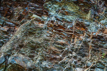 texture of rock in mountains of kazakhstan. background of sharp stones