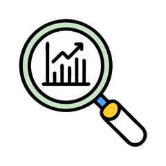 Magnifying Glass with Financial Chart Icon Design