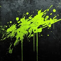 Neon green spray paint on black grunge background
