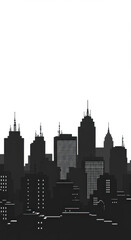 Naklejka premium Cityscape Silhouette: Modern Urban Skyline Illustration - Building Architecture, Night City View Vector Art & Business Background