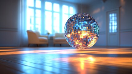A lone, polished metallic sphere floats in mid-air, contrasted against a simple white background