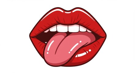 Cartoon red lips with tongue out
