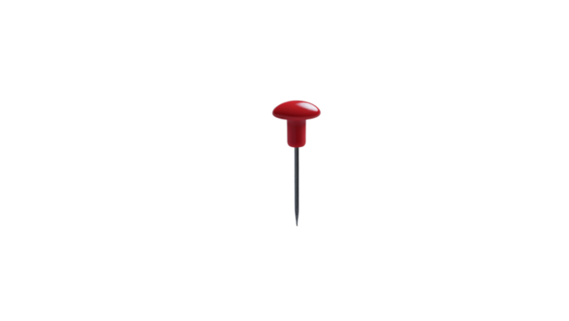Macro Shot Of A Single Red Push Pin With Black Background