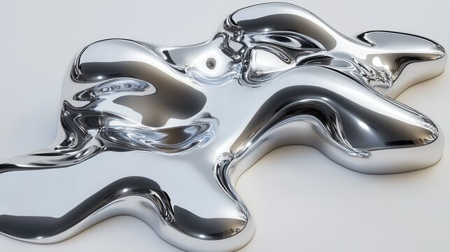 3d chrome metal organic fluid shapes and stars. Abstract liquid mercury metallic icon. 3d rendering aluminum gradient shape design . Brutalist futuristic style illustration