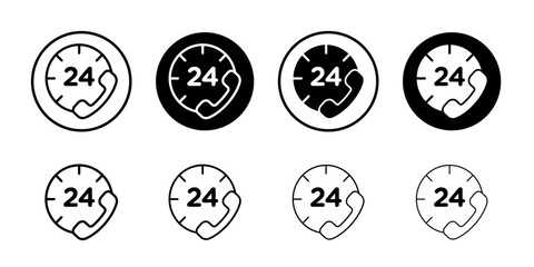 24 7 Emergency call services icon Flat fill set collection