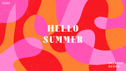 Summer bright illustrations set for poster, card, cover, label, banner in modern minimalist style with overlay effect. Modern and simple summer design templates. Vector stock graphic