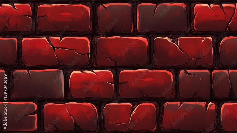 Poster red brick background texture seamless pattern illustration
