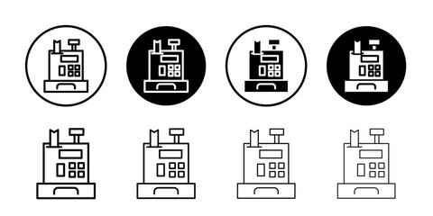 Cash register icon Flat fill set collection