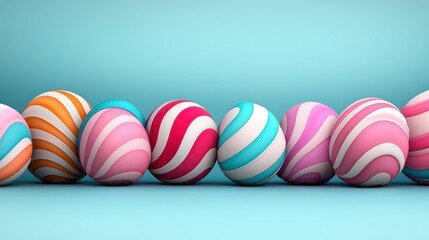 Obraz premium Pastel Swirl Easter Eggs on Light Blue Background