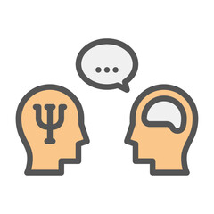 psychology filled outline icon. talk color line illustration.