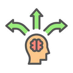 open minded filled outline icon. open mind color line illustration.