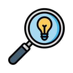Magnifying Glass with Light Bulb Icon Design