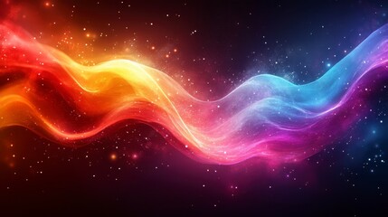 Obraz premium Vibrant, colorful wave with glowing stardust effect against a dark background