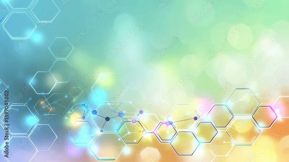 Poster innovative scientific visualization of molecular structures abstract background digital art modern d