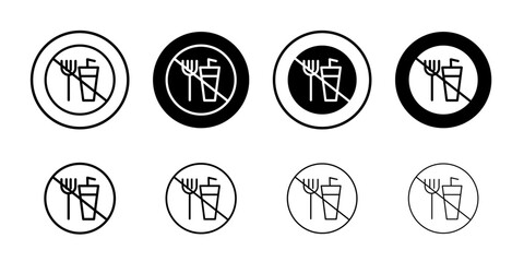 No food icon Flat fill set collection