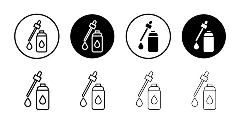 Oil dropper bottle icon Flat fill set collection