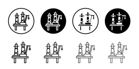 Oil platform icon Flat fill set collection