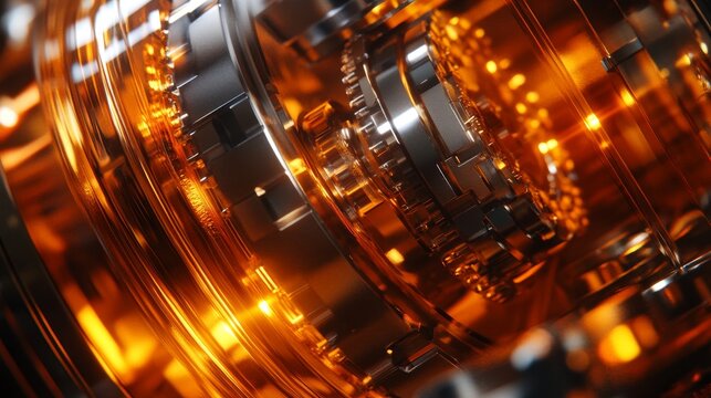 A golden and silver quantum computer, depicted in a 3D image, exhibits intricate details that hint at the application of sophisticated technology and parallel processing