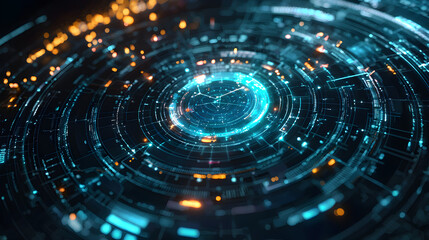 Obraz premium Exploring digital innovation through futuristic circular patterns virtual space graphic design abstract environment high-tech viewpoint