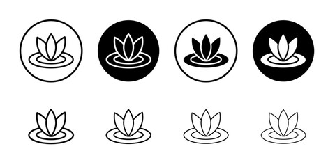 Water lily icon Flat fill set collection