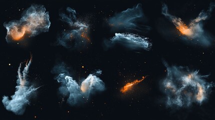 Smoke and Dust Effect Overlays. Artistic Elements for Digital Photography and Design. Abstract, Light, Hazy Textures, and Floating Particles for Mysterious Effects. Generative AI. illustration