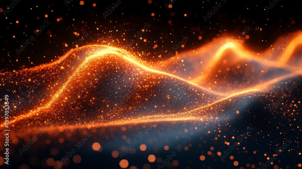 Aufkleber golden light trails across a dark backdrop, creating shimmering shapes and a sense of depth