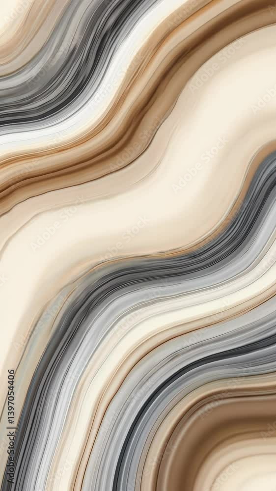 Poster elegant abstract waves of flowing neutral colors in smooth, curved streaks, creating a peaceful and 