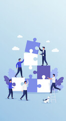 Teamwork Puzzle Success: Building Business Solutions Together | Collaboration, Strategy, and Problem-Solving Vector Graphic