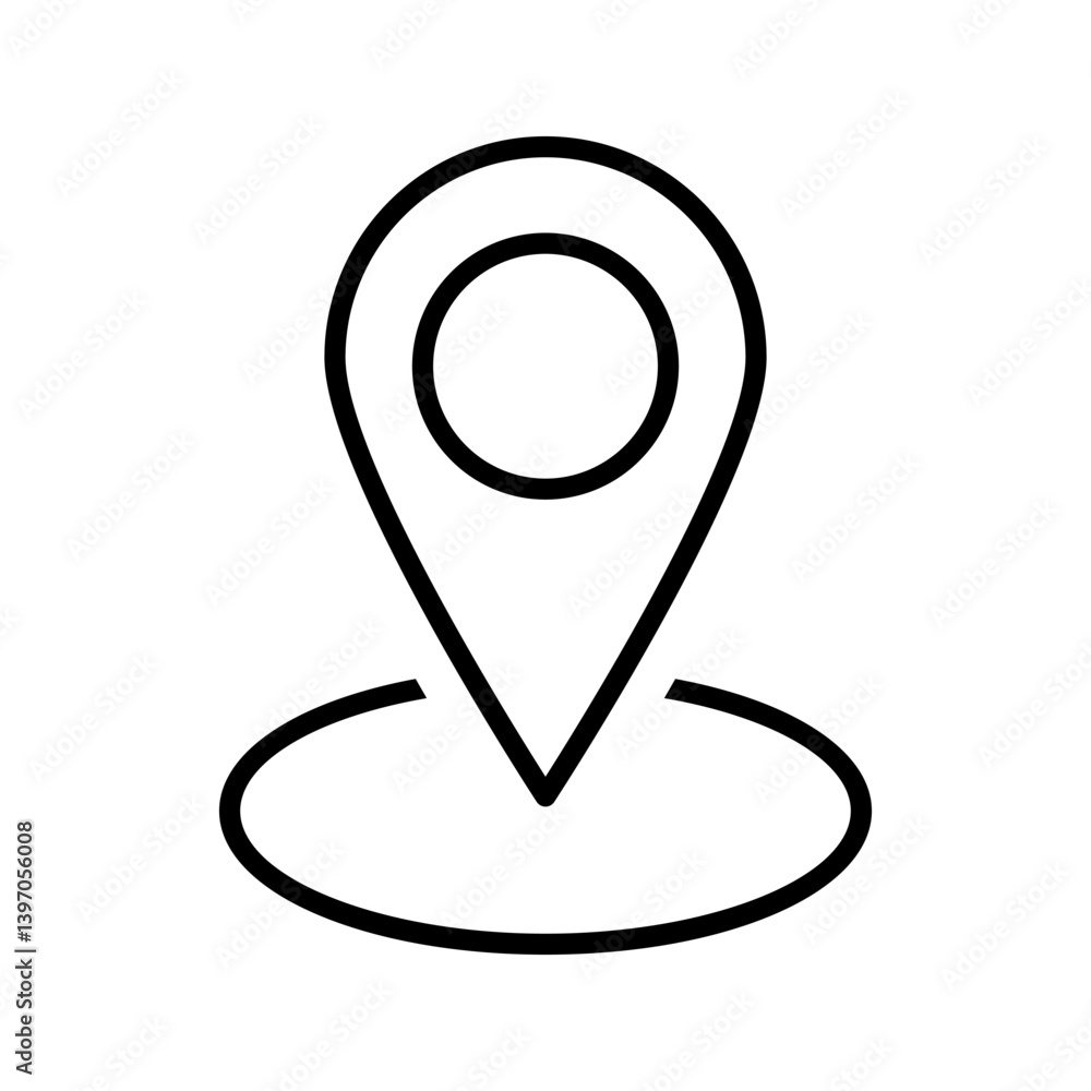 Fototapete location pin with circle, linear style icon. specific geographic location with a circular indicator.